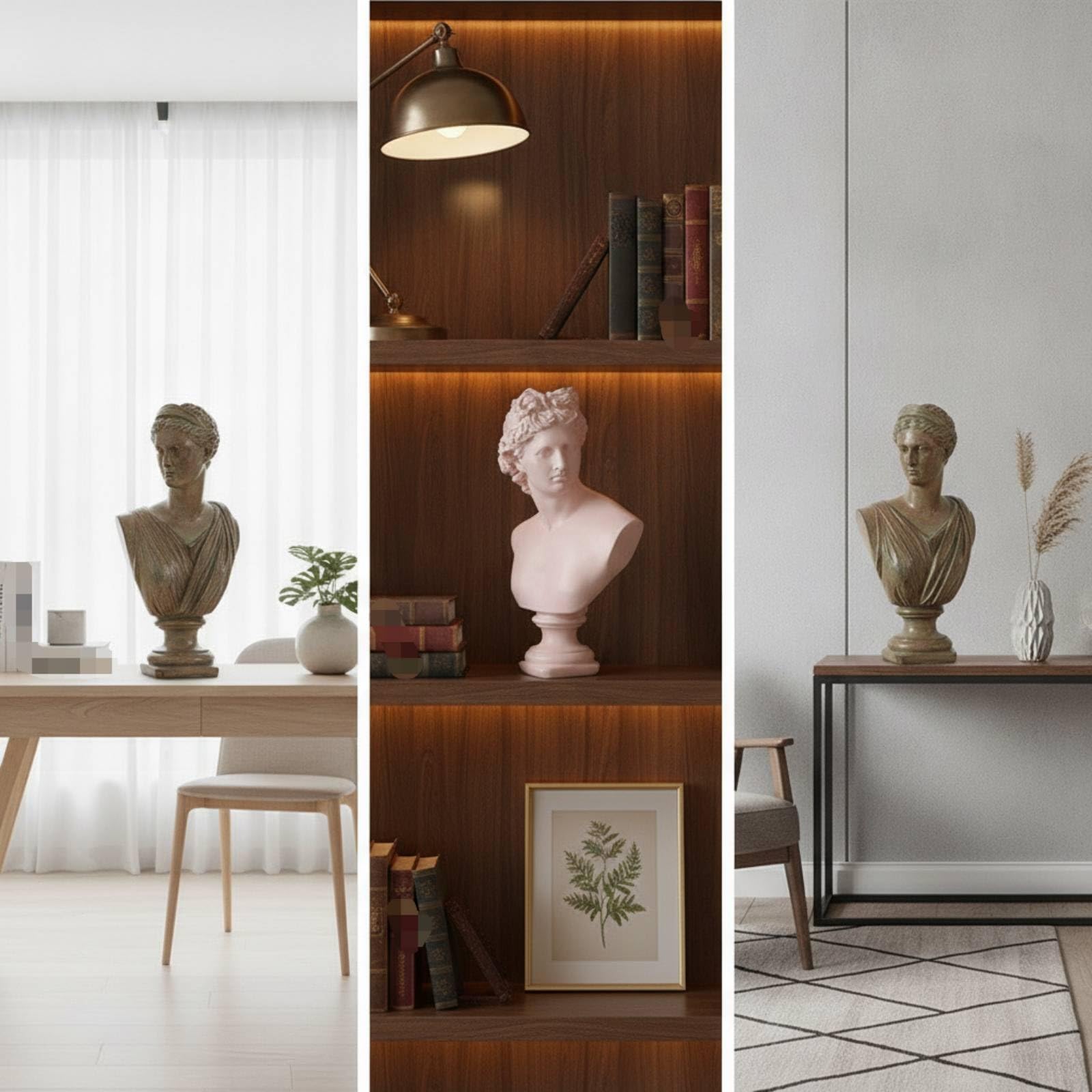 KESOTO Figura Resina con Mano en la Boca Escultura Artistica Elegante para Mesa Consola Repisa lgada con Base Escalonada y Superficie Pulida Acuada para, Style to 2