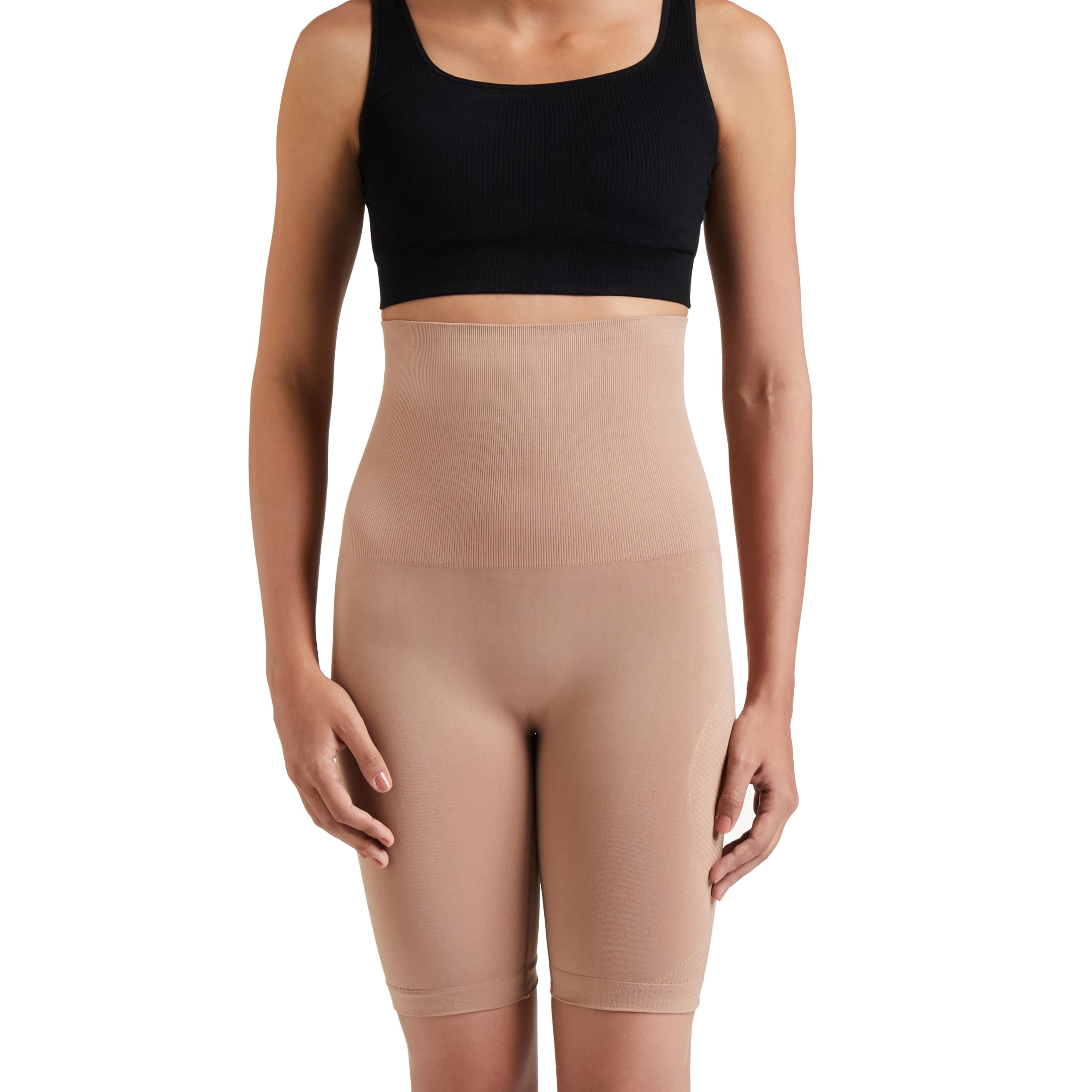 Amazon Brand - Symbol| Tummy Tucker for Women's | Petticoat | Anti Rolling | Thigh Slimmer