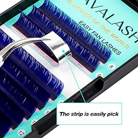 VAVALASH Colored Easy Fan Eyelash Extensions 0.07 D Curl 8-15mm Mixed Tray Blue Self Fanning Lashes 2D-10D Colorful Volume lash extensionsBlue,0.07-D-8-15 Mix