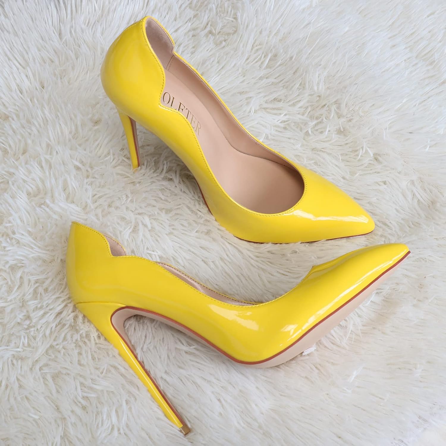 COLETER Women's Sexy Pointed Toe High Heels,4.72 inch/12cm Patent Leather Pumps,Wedding Dress Shoes,Cute Evening Stilettos - Image 2