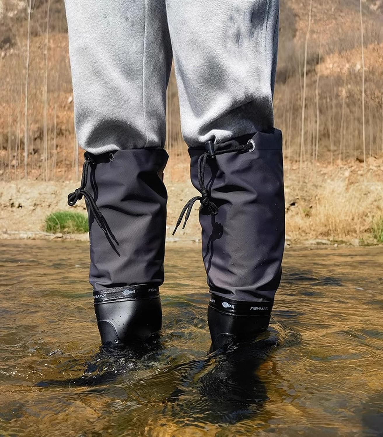 Wodery Lekkie buty do brodzenia z regulowanym ściągaczem Wędkarstwo Łowiectwo Biodrówki Do Wędkowania w Błocie Stawowym(Nero,8.5 UK)