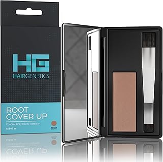 Hair Genetics Root Touch Up Hair Color Root Cover Up with Double-Ended Brush for Hair Color for Gray Hair Coverage - Portable Hair Powder Solution for Quick Gray Coverage (Medium Brown, 6g)