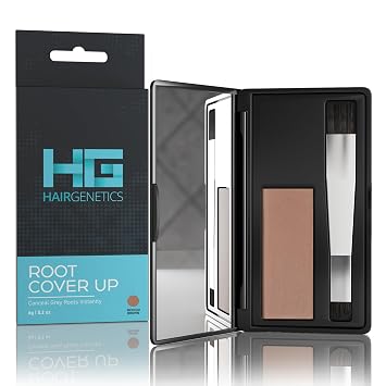 Hair Genetics Root Touch Up Hair Color Root Cover Up with Double-Ended Brush for Hair Color for Gray Hair Coverage - Portable Hair Powder Solution for Quick Gray Coverage Medium Brown, 6g