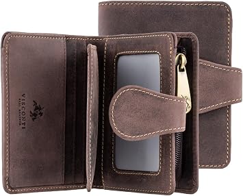 Visconti Hunter 715 Mens Bifold Wallet with Zippered Coin Purse in Oil Leather Brown