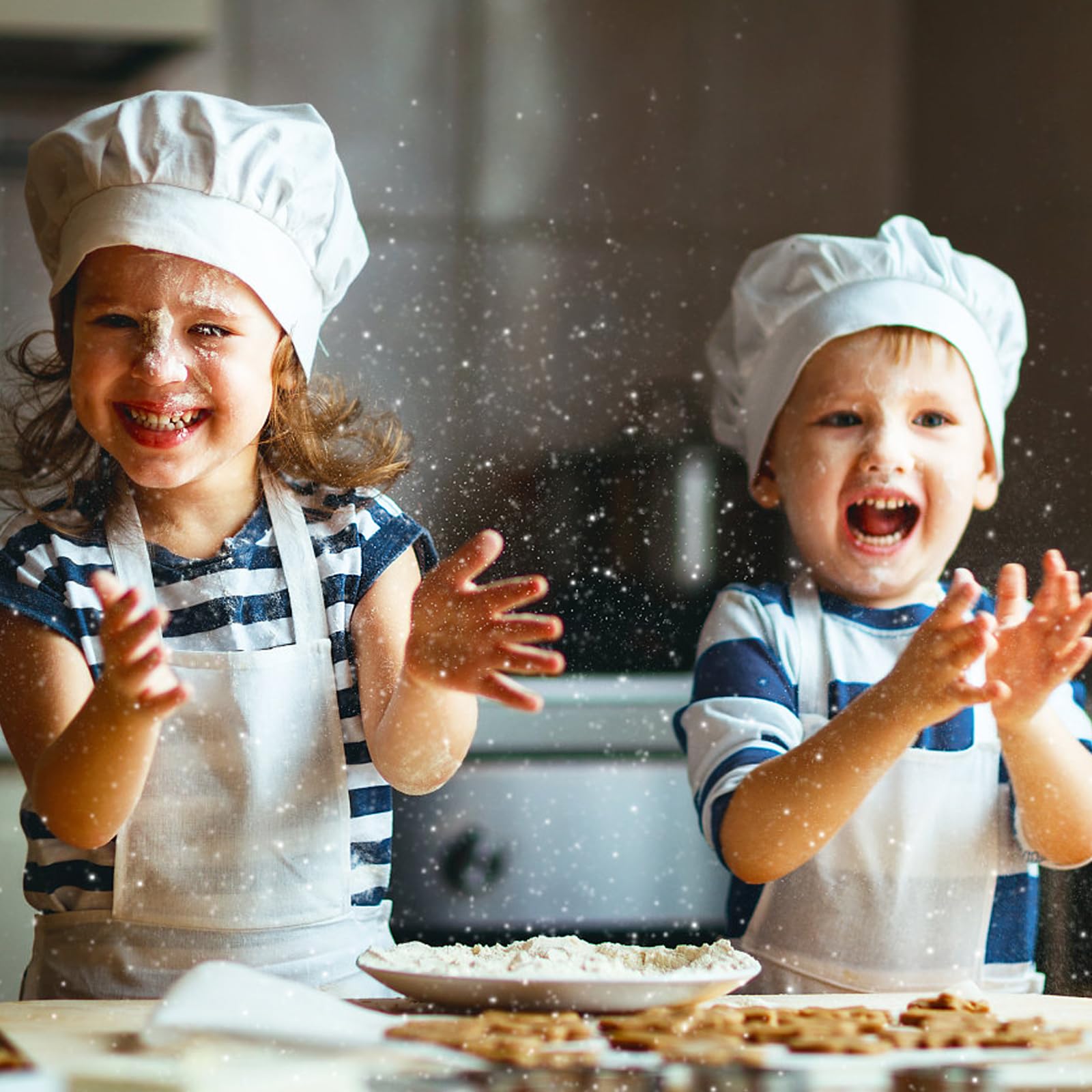 Weiße Baby-Kochmütze und Schürze, Babyschürze und Kochmütze für kleine Köche von 8–24 Monaten, Mini-Schürze als Fotografie-Requisite für Neugeborene, Kleinkinder