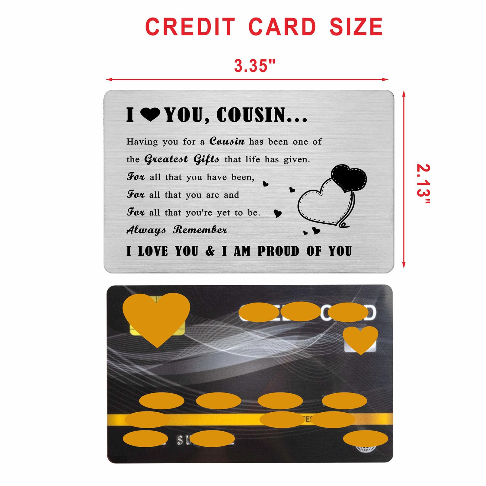Richesele Gifts for Cousin, Engraved Metal Wallet Card to My Cousins - Image 2