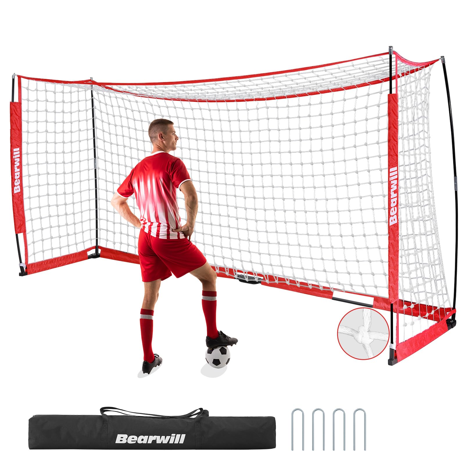 Bearwill Soccer Goal, 12X6FT Soccer Net, Portable Soccer Goals for Backyard