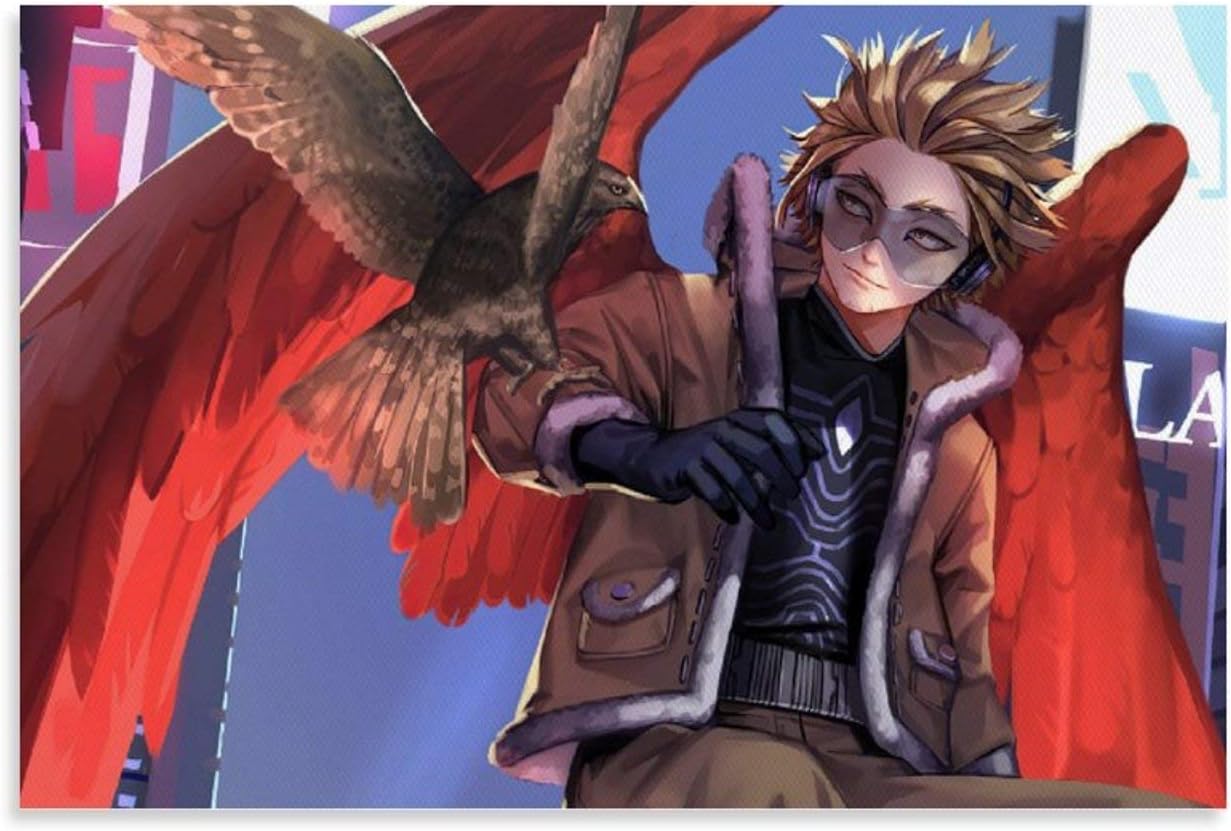SDFQ My Hero Academia Hawks Anime Posters Canvas Art Poster Picture Modern Office Family Bedroom Decorative Posters Gift Wall Decor Painting Posters