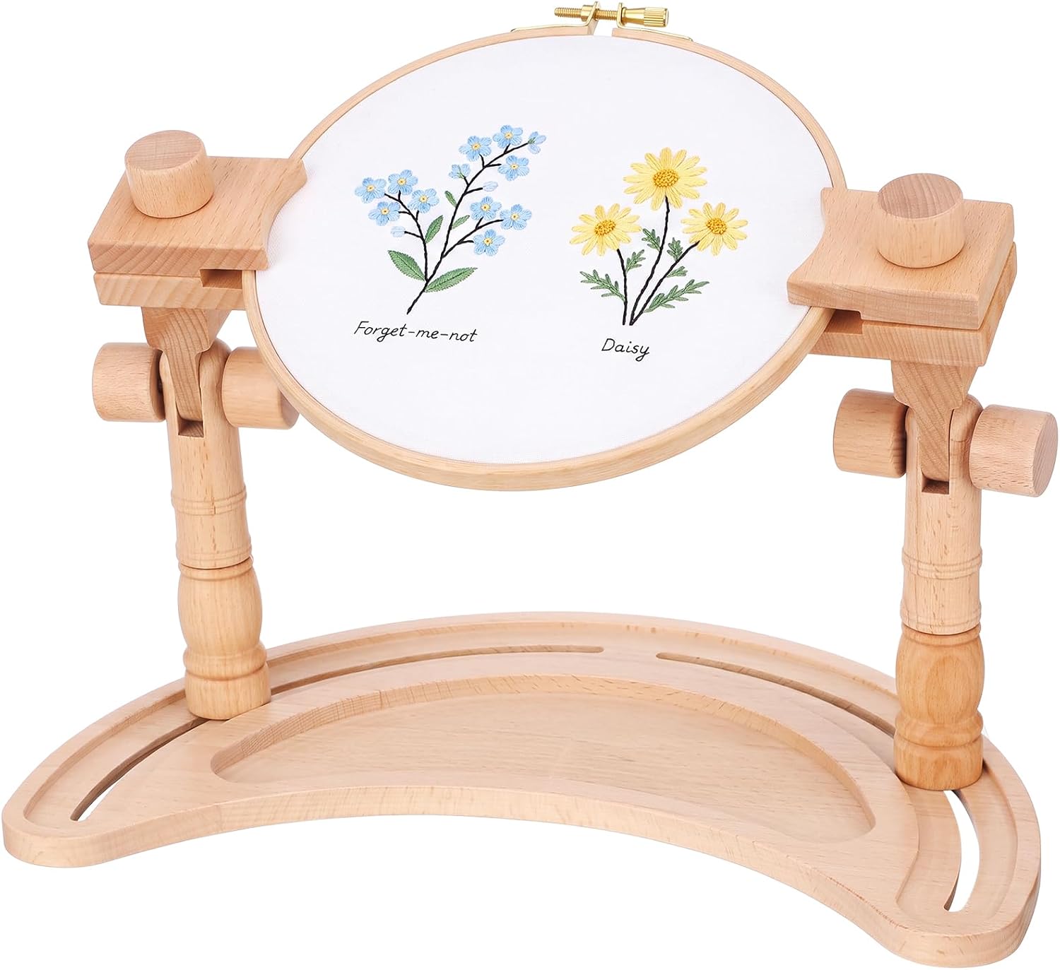 Lanties Rotatable Beech Wood Embroidery Hoop Stand, Adjustable, No Hoop