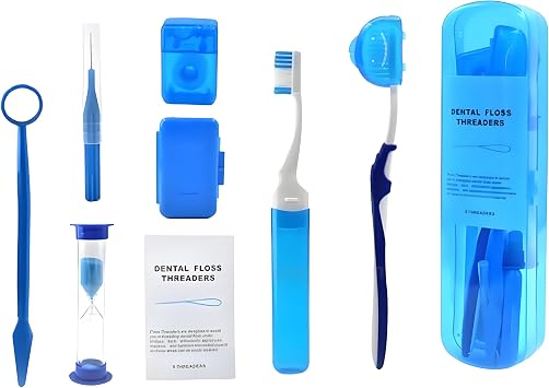 8-in-1 Portable Orthodontic Oral Care Kit Braces Cleaning Kit for Teeth Interdental Brush Brace Wax Dental Floss Oral Mirror