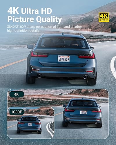 Miniatura 2 de Cámara de salpicadero delantera y trasera  sarmert 2024 mejorada 4K1080P Dash Cámara para coches, pantalla de 3.18 pulgadas con WiFi 5G 2160P visión