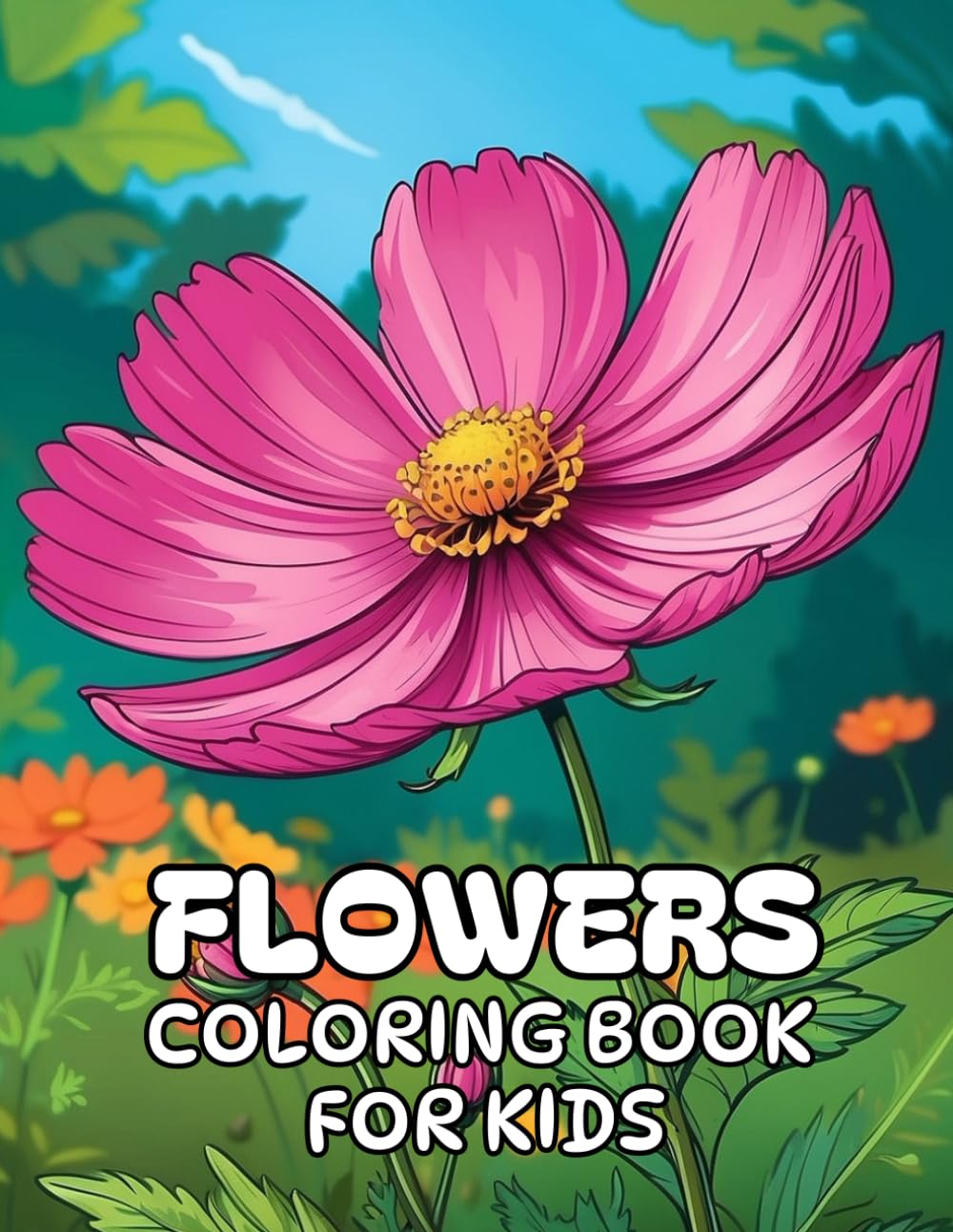 Flowers Coloring Book For Kids: Flowers Single-Sided Colouring Pages For Children | 8.5 x 11 inches