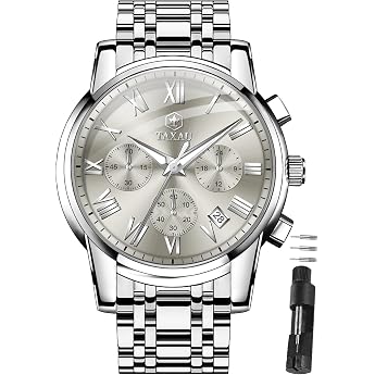Taxau Uhr Herren Chronograph 30M Wasserdicht Gro es Zifferblatt Edelstahl