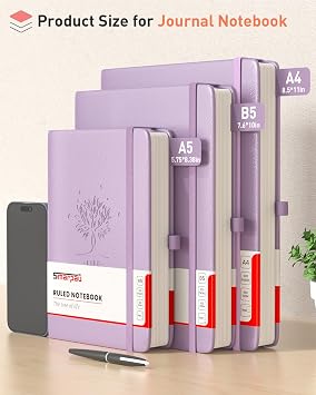 Smarpau Large A4 Lined Notebook, 320 Pages Thick Leather Journal
