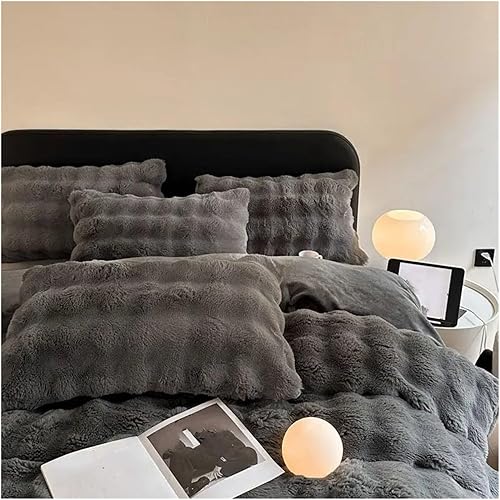 Miniatura 6 de Juego de ropa de cama de felpa suave de invierno, tamaño Queen, juego de sábanas de edredón con funda de almohada, sábanas de cama