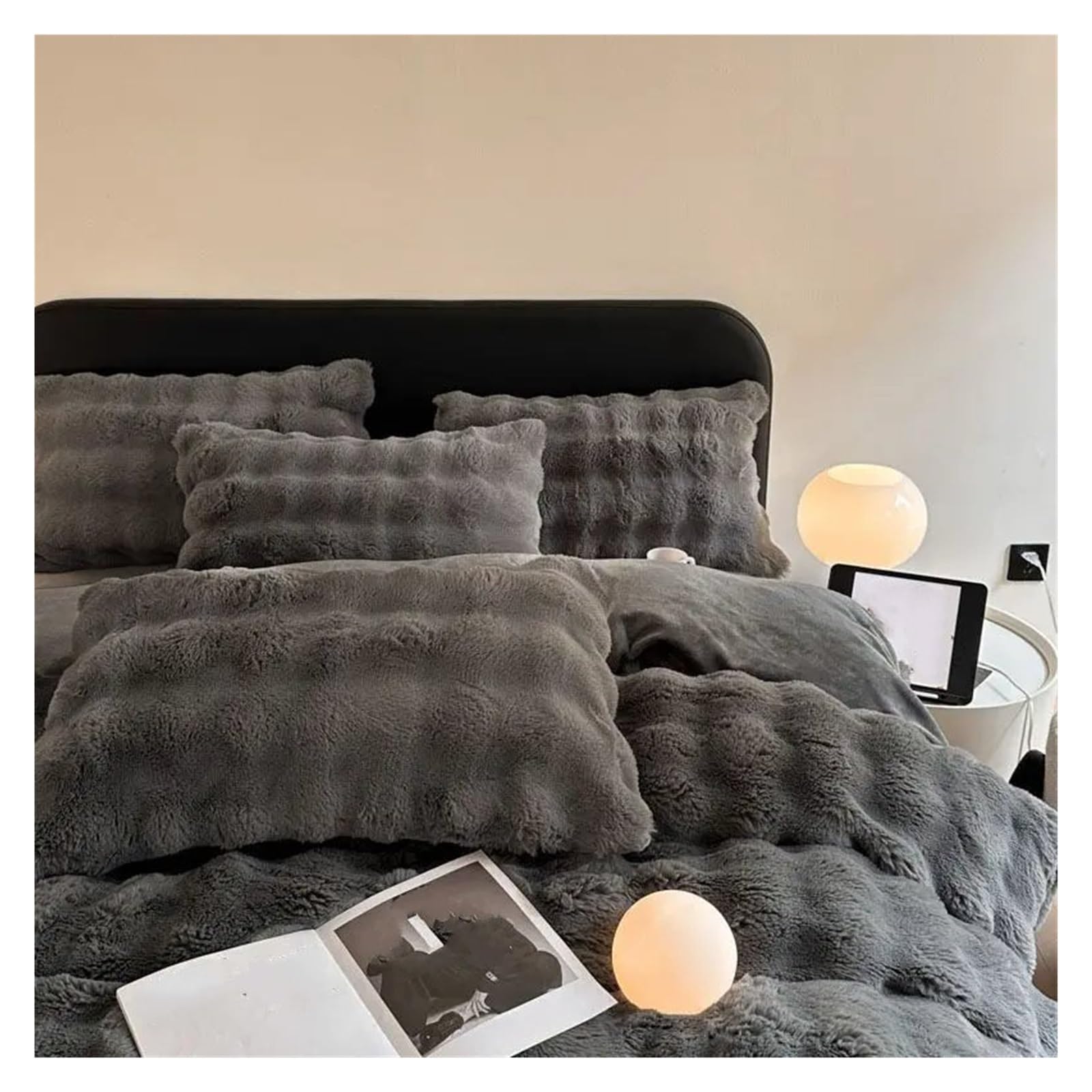 Duvet Cover Sets, Winter Soft Plush Bedding Set Queen Size Double Duvet Cover Sheet Set with Pillowcase(E,220x240cm 4pcs)