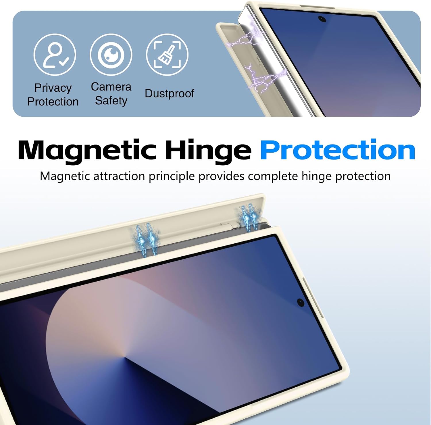 Compatible with Samsung Galaxy Z Fold 6 Case with Strap & Kickstand, Screen Protector Hinge Protective Pen Slot Shockproof Hard Full Body Protective Cover for Z Fold 6 Phone Case with Pen(Beige)
