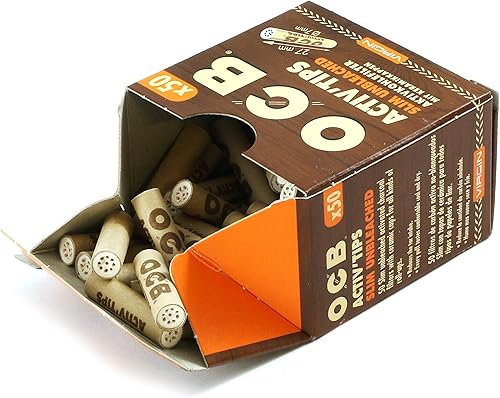 50 filtros de carbón activado OCB Virgin Slim de 0.276 in ACTIV'TIPS con tapas de cerámica