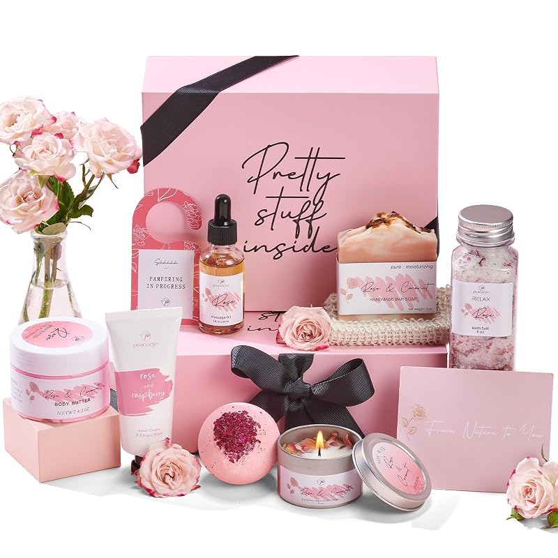peacoeye Conjunto de Presentes para Banho com Fragrância de Rosa, 11 itens