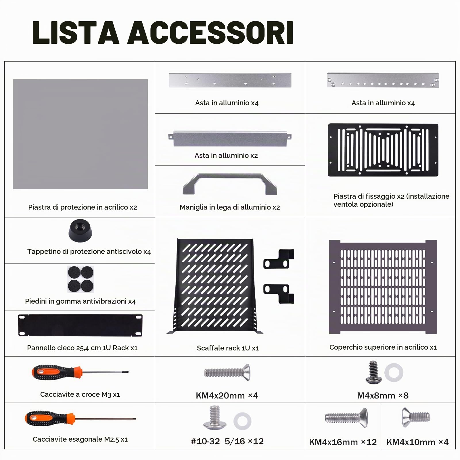 GeeekPi DeskPi RackMate T0 Plus, armadio server 4U da 10 pollici, mini rack profondo 260 mm con ripiano e pannello cieco, per NAS, AV e tecnologia di rete (argento)