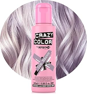 Crazy Color Metallic Ice Mauve Semi-Permanent Hair Dye. Highly Pigmented Dusty Purple Conditioning & Oil Nourishing Vegan Formula | No Bleach or Ammonia | 100ml