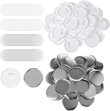 100 Sets 75mm/3 inch Button Supplies Button Parts for Buttons Maker Machine, Round Badge Blank Buttons Pins, Includes Blank Pin Back Cover, Metal Cover, Clear Film, Paper