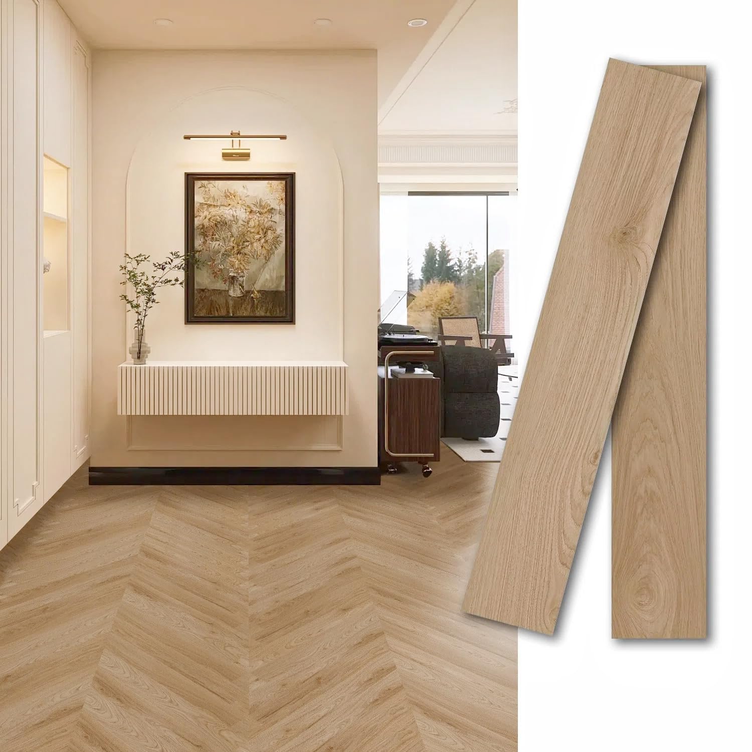 MULGREAT Peel and Stick Tile, 54 Sq.Ft 2mm Thicken Vinyl Plank Flooring, 36 Pieces 36"x6" DIY Self Adhesive Waterproof Floor Tiles for Kitchen Bathroom, Llica Hickory 36"x6"x0.08" Llica Hickory 36