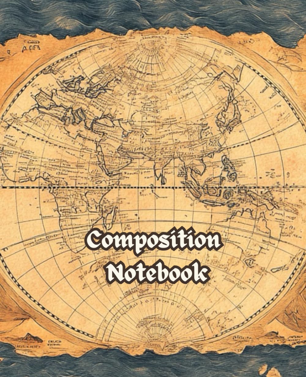 Vintage World Map Old Paper Looking Style Cover Composition Notebook: Retro Historical Style Cover with 110 Pages College Ruled for Home and Work , School, College, University