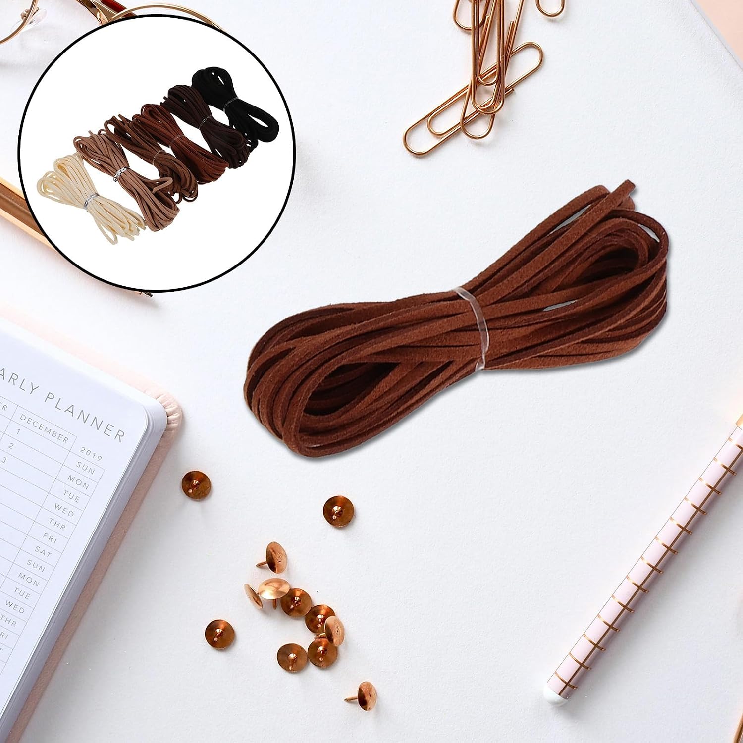 6pcs Faux Suede Cord for Necklace and Bracelet Making Arts Crafts