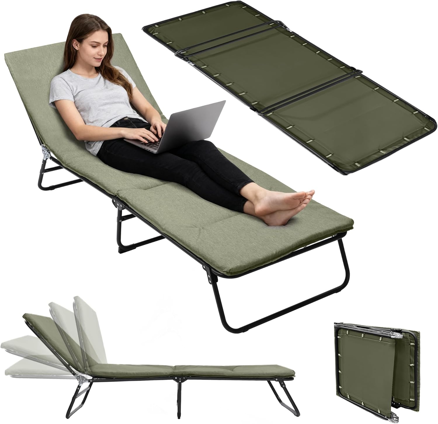 XMT Camping Cot with Mattress, 550LBS(Max Load), Portable Folding Outdoor Bed for Adults Kids, Double Layer 1200D, Heavy Duty Cot for Traveling Gear Supplier, Office Nap, Home Lounging