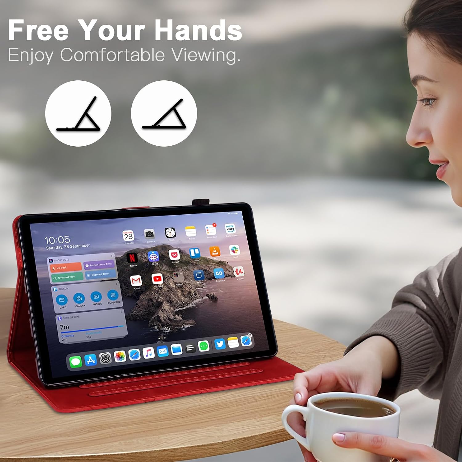 Case for Lenovo Idea Tab 11 Inch 2025 Case Lenovo Idea Tab TB-336ZU TB-336FU Folio Flip PU Leather Protective Case with Stand Pen Holder Card Slots Wallet Tablet Plum Blossom Red image 5