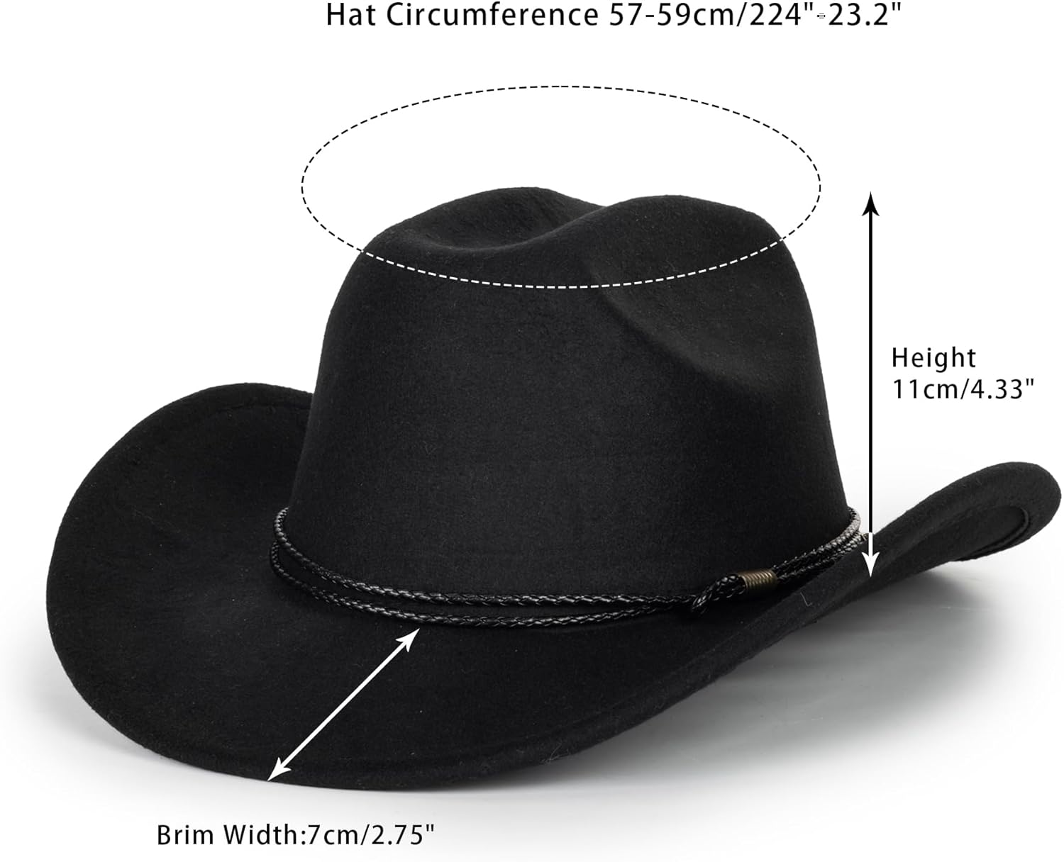 Vintage Women Men Western Cowboy Hat Cowgirl Hat Wide Brim Outdoor Fedora Hat with Buckle Belt M - Image 3