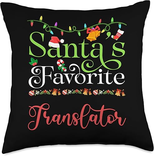 Miniatura 4 de Santa's Worker Holiday Threads Santas Favorite Translator Holiday Top Elf Profession Throw Pillow, 16x16, Multicolor