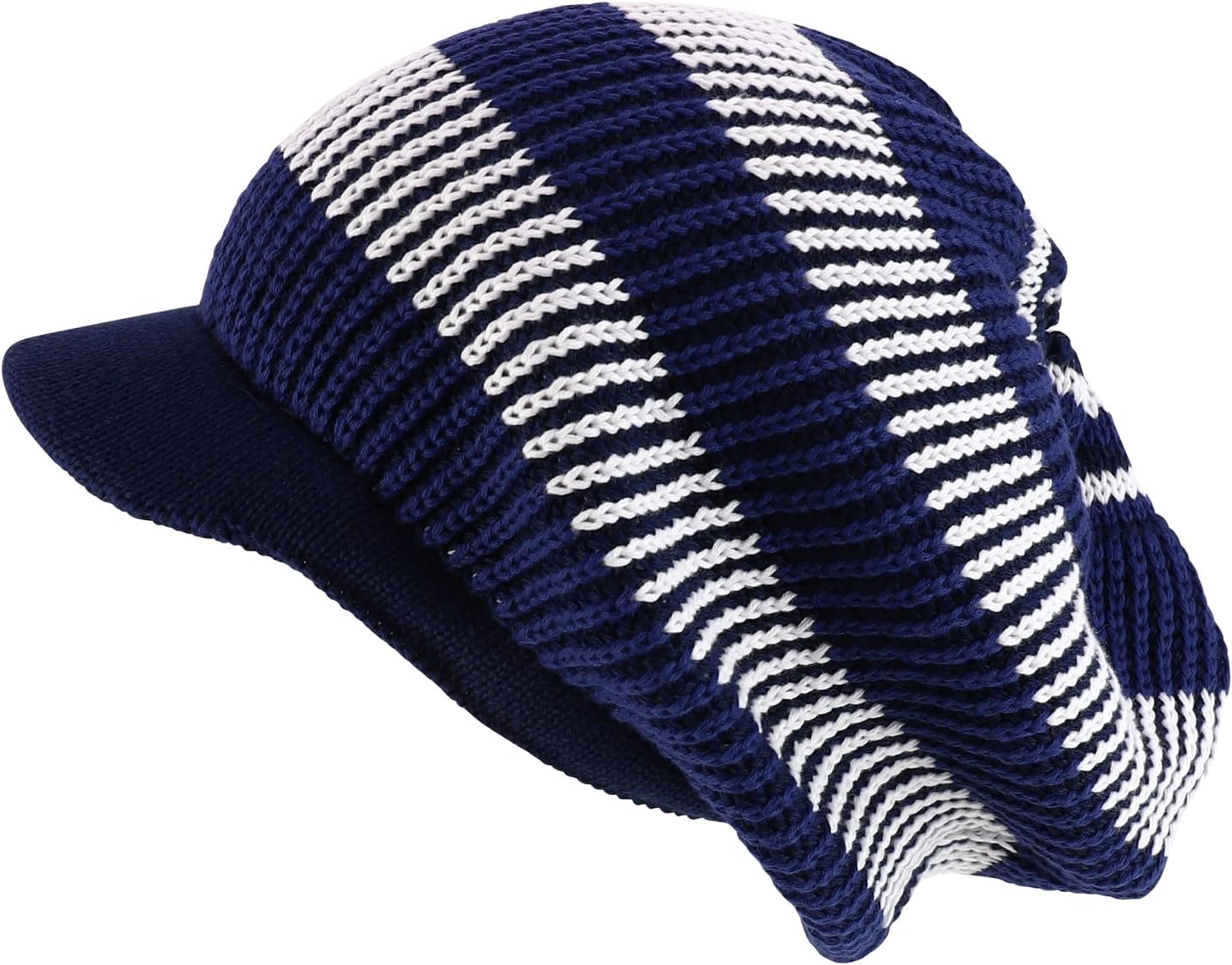 Armycrew Striped Dreadlock Deep Shell Knitted Cotton Beanie Visor Cap