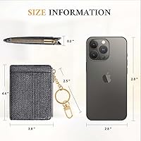 Vista 16 de Sodsay Estuche para tarjetas, cartera delgada con bolsillo frontal, para mujer, sujetatarjetas con llavero negro