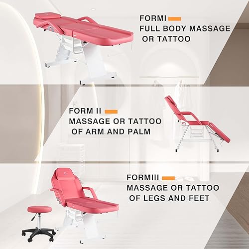 Miniatura 8 de Silla facial de masaje de 73 pulgadas, cama de masaje multiusos de 3 secciones, mesa de tatuaje profesional, equipo de spa para spa facial, equipo