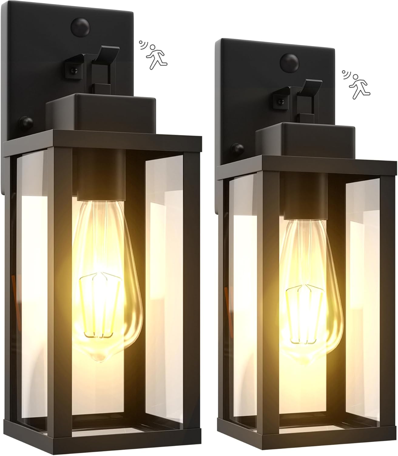 Motion Sensor Dawn to Dusk Outdoor Sensor Light Fixture Anti-Rust Exterior Wall Lighting Waterproof Outdoor Wall Lantern for Porch Patio Front Door Garage - 2 Pack