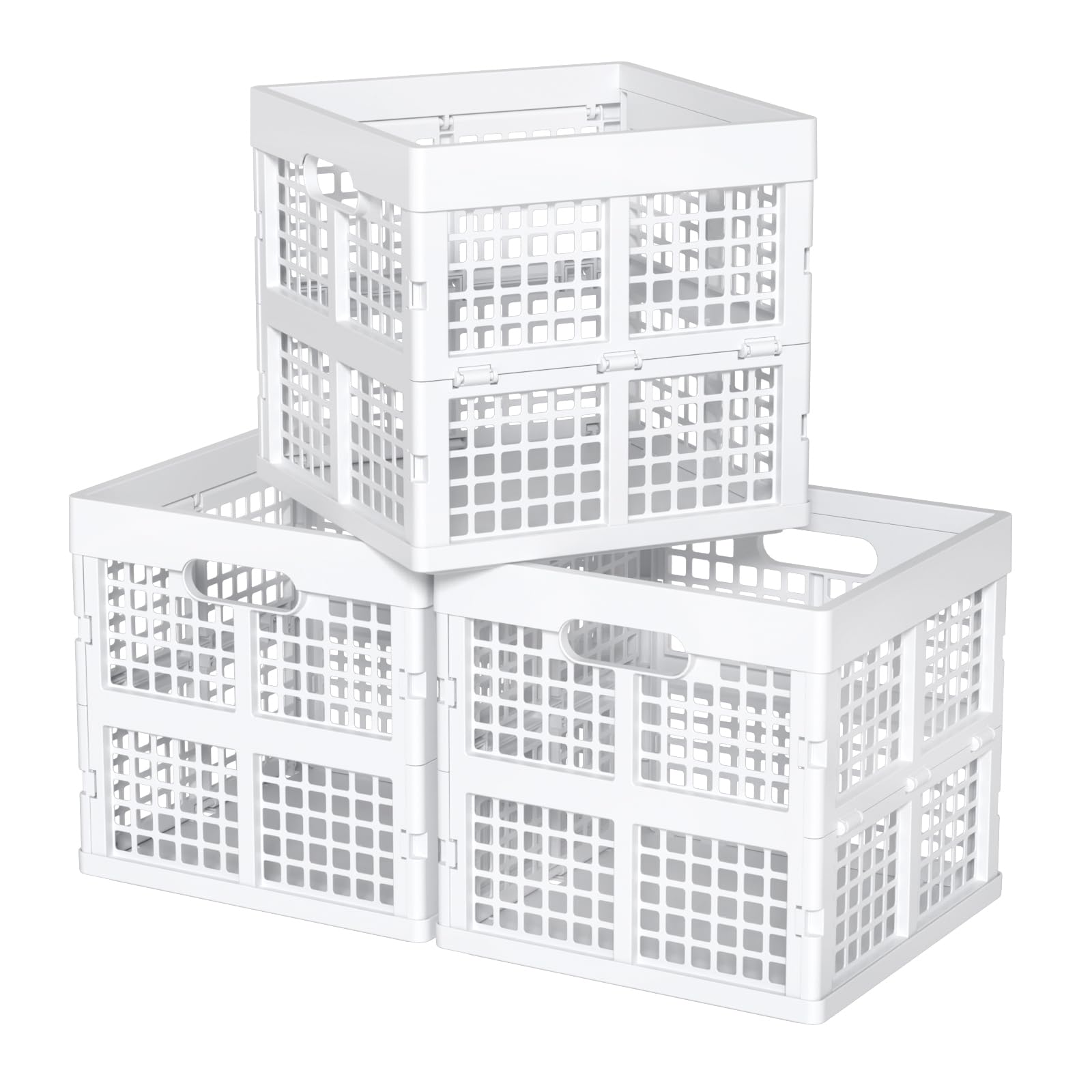 Caisse à lait empilable blanche en plastique rigide de 18l de forme carrée lot de 3
