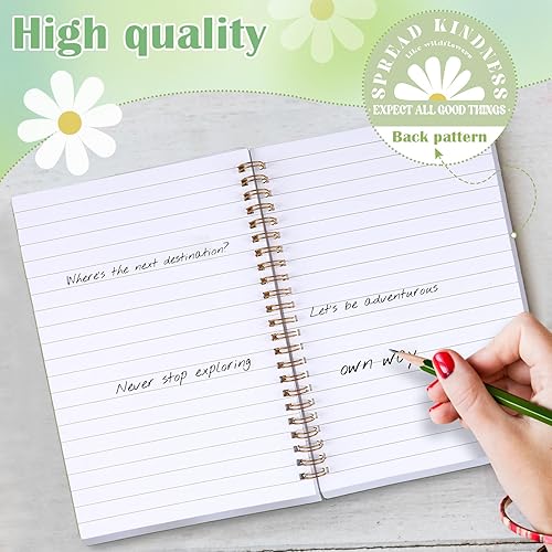 Miniatura 4 de Cholemy Paquete de 4 cuadernos estéticos de tapa dura rosa y verde, tamaño A5, 5.7 x 8.3 pulgadas, lindo cuaderno a rayas en espiral, diario de