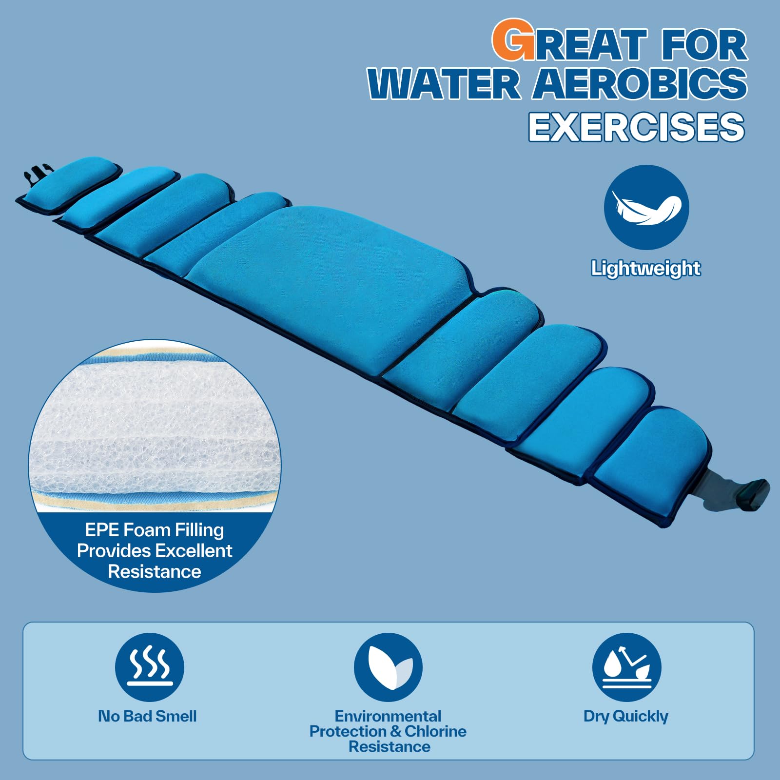 Sportneer Ceinture de jogging Aqua pour adultes - Blocs réglables pour l'entraînement à la résistance à l'eau, ceinture de jogging aquatique pour exercices de piscine, aquagym