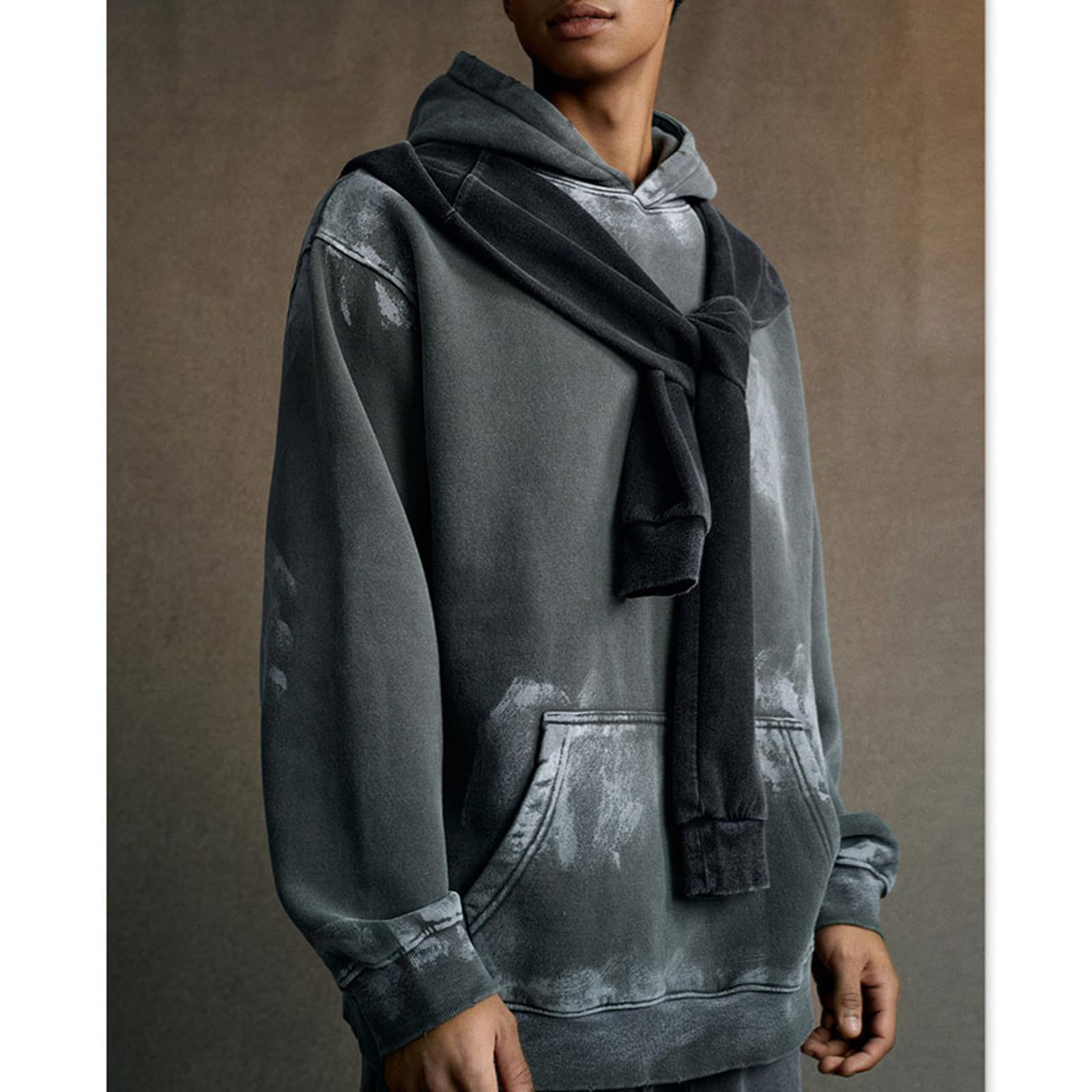 Onewus Męski sweter z kapturem | Vintage Wash bluza do noszenia na co dzień i na zimę