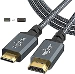 Twozoh Mini HDMI to HDMI Cable 1M, 4K 60Hz High-Speed HDMI to Mini HDMI Cable Braided Cord
