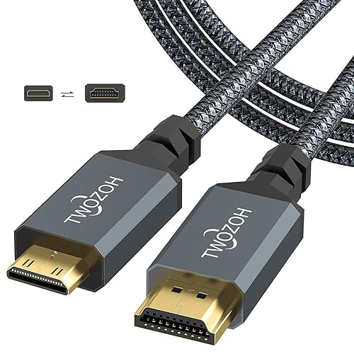 Vista 13 de Twozoh Cable largo mini HDMI a HDMI de 30 pies, HDMI a mini HDMI, cable trenzado compatible con proyector 720P 1080P, monitor, tableta, videocámara