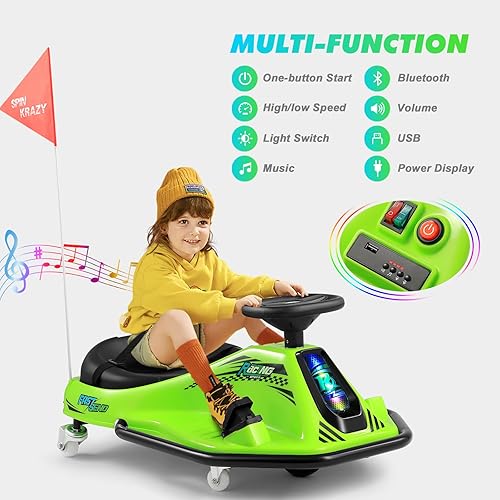 Miniatura 4 de JOYLDIAS Coche de deriva giratorio de 360 grados, 24 V eléctrico a la deriva para niños con velocidad altabaja, motor sin escobillas de 24 V, luces