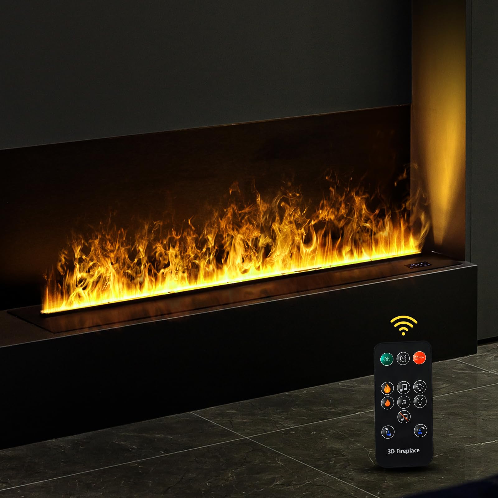 Camino a vapore, camino elettrico, camino elettrico da incasso, effetto fiamma 3D, camino con telecomando [120cm,nessun calore]