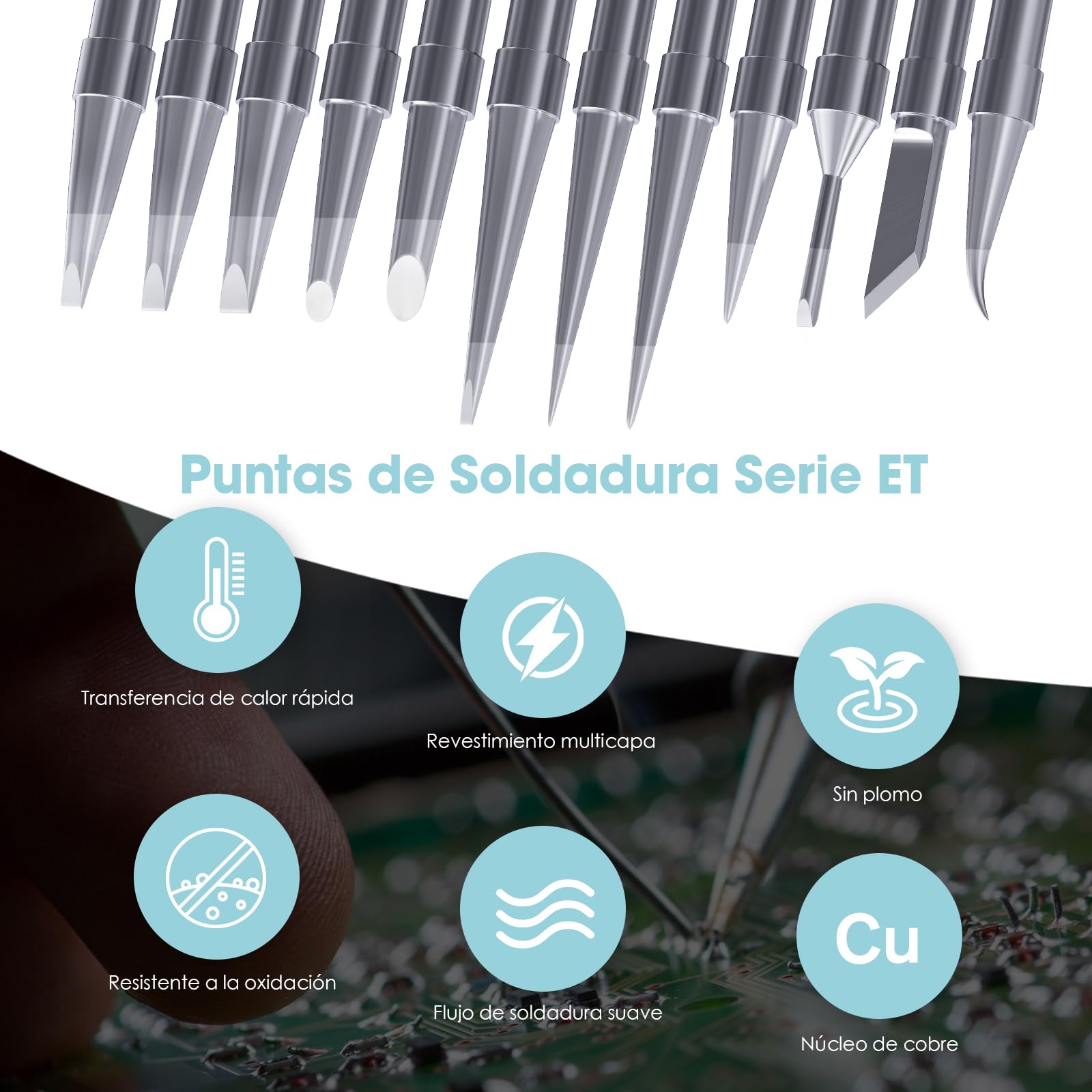 HANGLIFE ET Puntas de Soldador para Weller WE1010NA WE1010EDU WES51/50 WESD51 WCC101 PES51/50 WEP70 LR21 y Otras Estación de Soldadura/Soldadores – Puntas de Repuesto para Equipos de Soldadura Weller