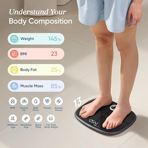 Miniatura 2 de Etekcity Báscula recargable inteligente para peso corporal, IMC, grasa, masa muscular, báscula digital de baño con 13 métricas, modo secreto,