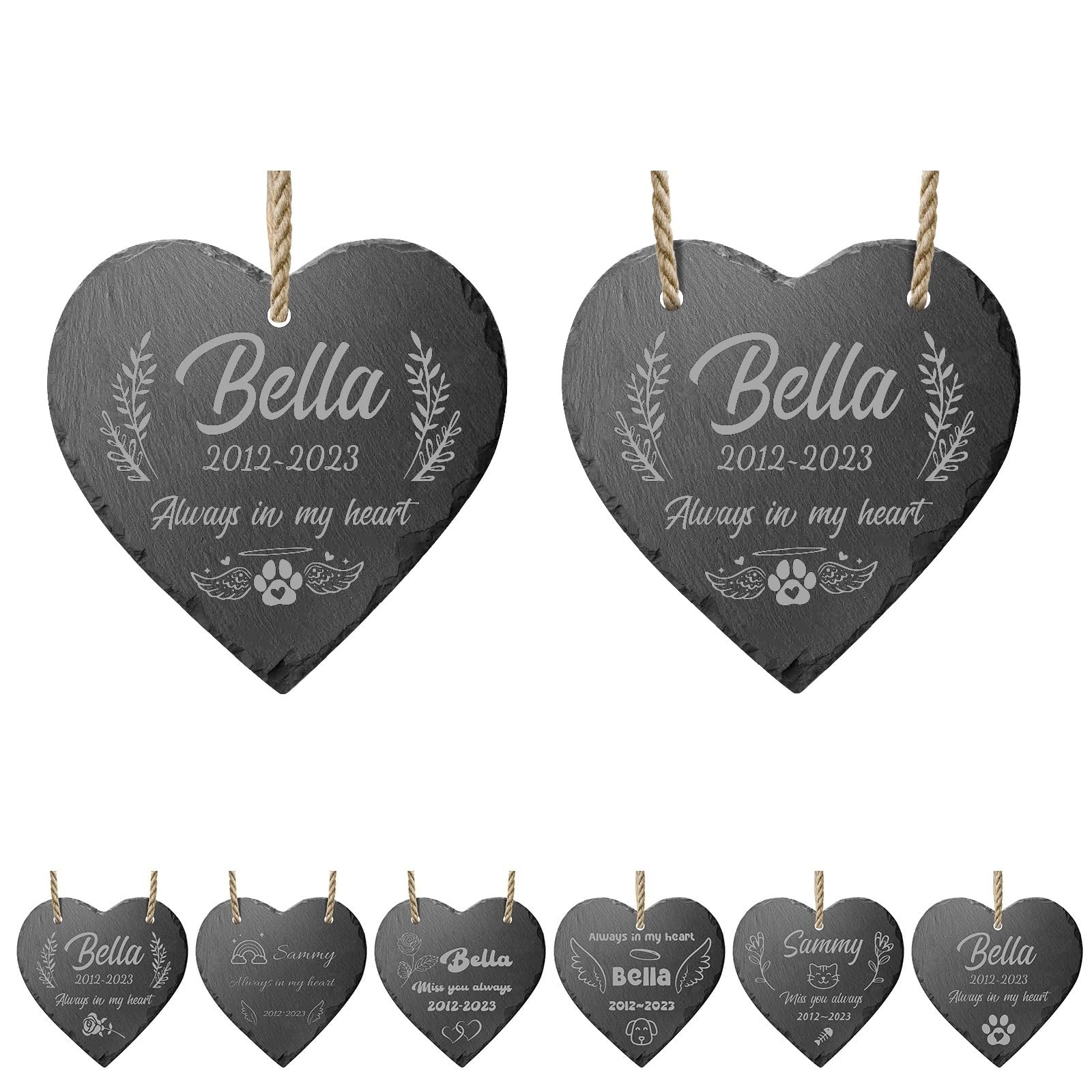 papasgix Personalised Pet Memorial Plaques for Garden Dog Cat Memorial Gifts Engraved Plaques for Graves Custom Pet Memorial Stones (Hole+Grey Tree)