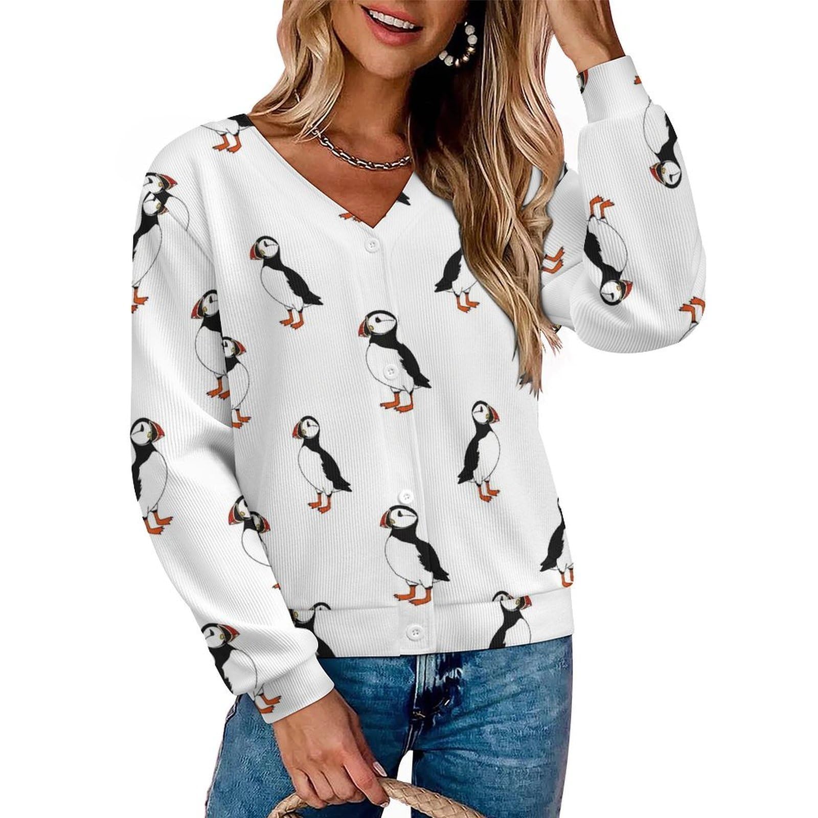 Womens Open Front Cardigan Sweater Long Sleeve V Neck Knit Tops Button Up Outerwear