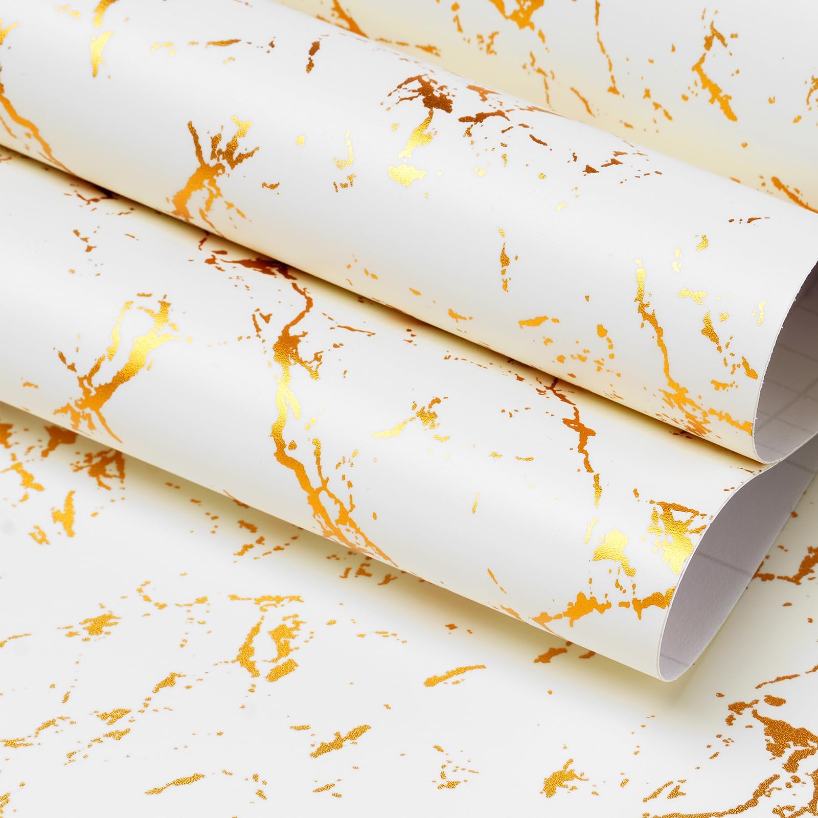 FunStick Papel tapiz autoadhesivo impermeable de 91 x 508 cm, color blanco crema y dorado, para despegar y pegar, papel de contacto de encimera para armarios de cocina, papel de pared autoadhesivo
